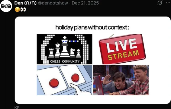Chess community livestream announcement post