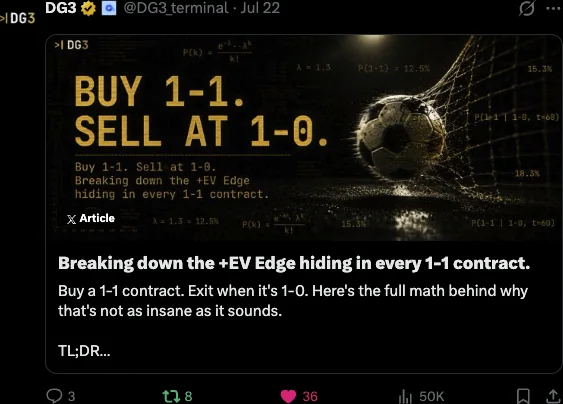 Match signal post breaking down the +EV edge in a 1-1 contract