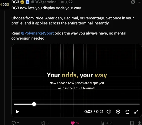 Product post on choosing how odds are displayed