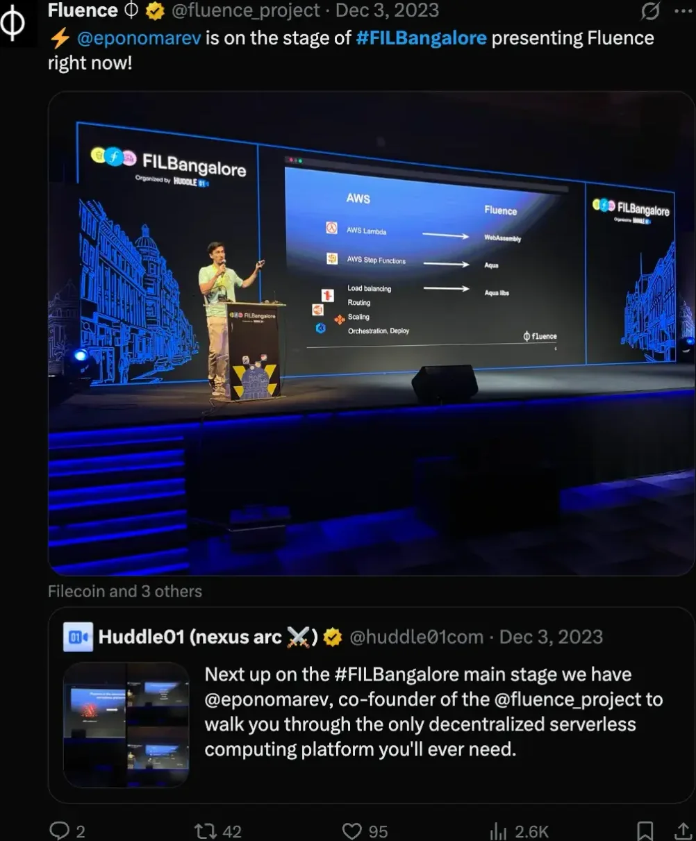 Fluence presenting on the FIL Bangalore stage