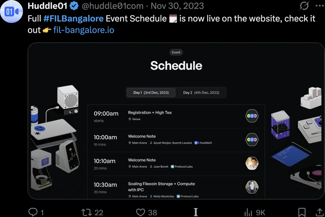 Full event schedule announcement post