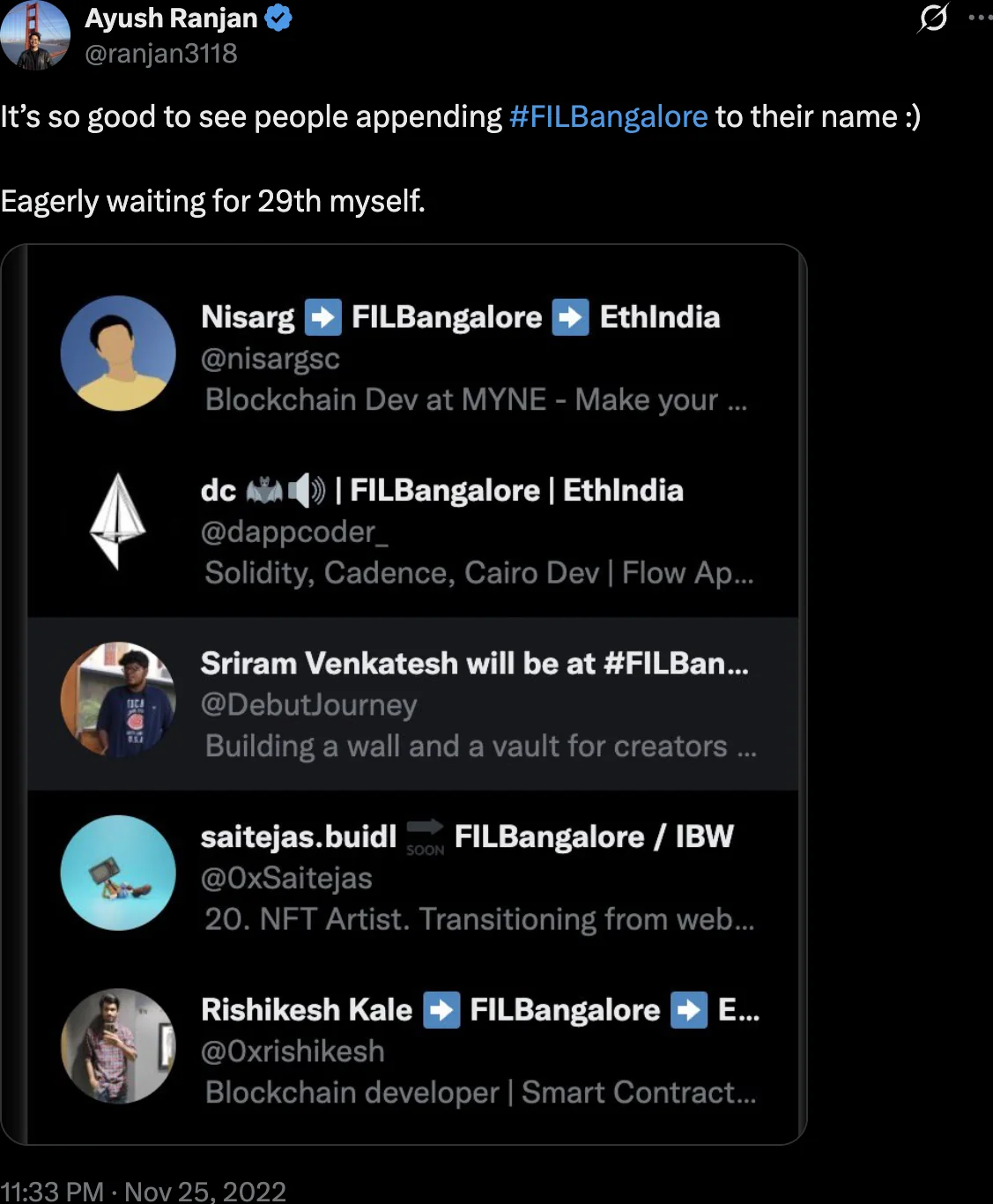 Thread announcing the speaker line-up