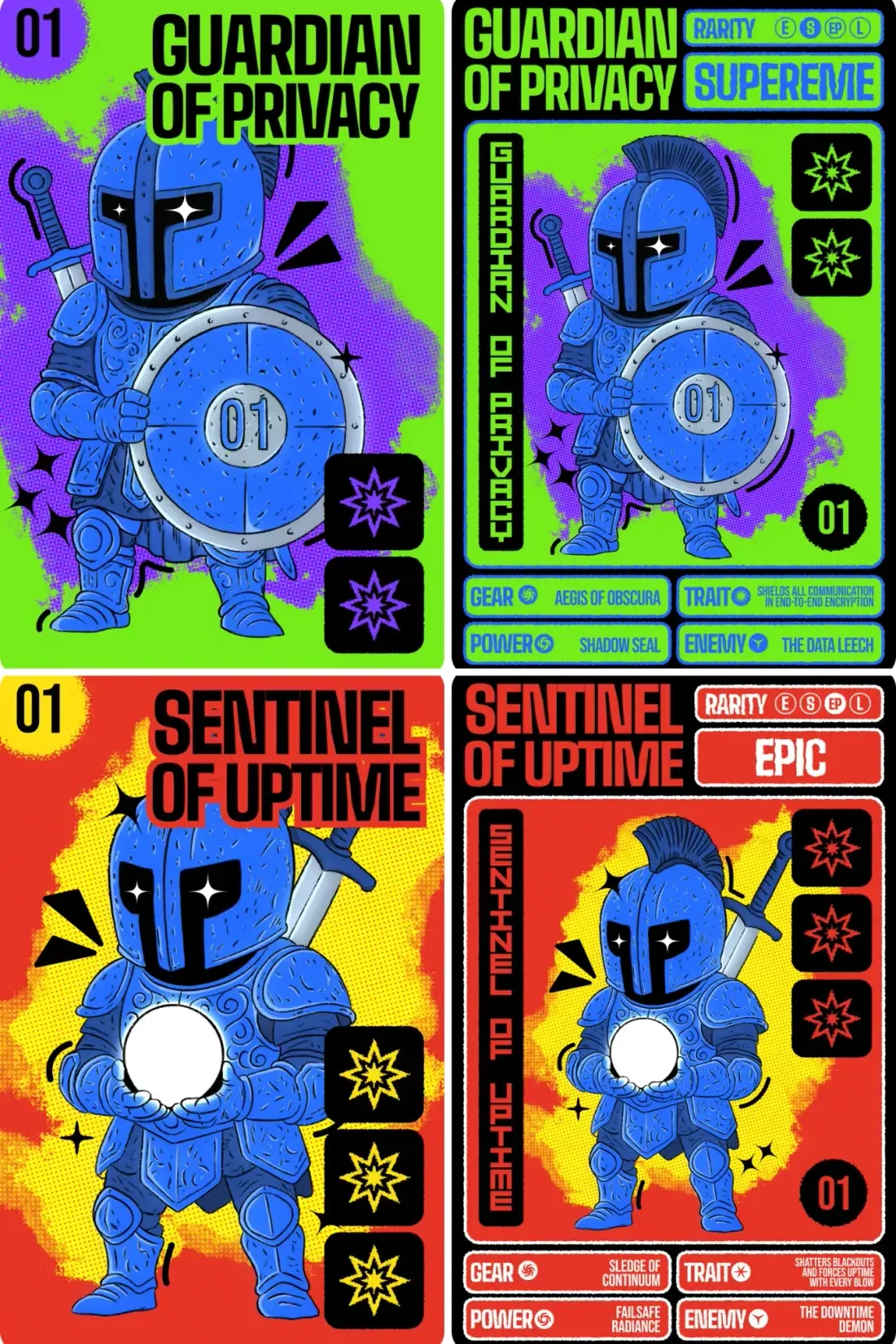 Battle of Open Realm action figure cards built on HUDL Army characters