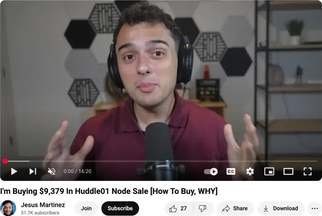 Creator video on buying a Huddle01 node