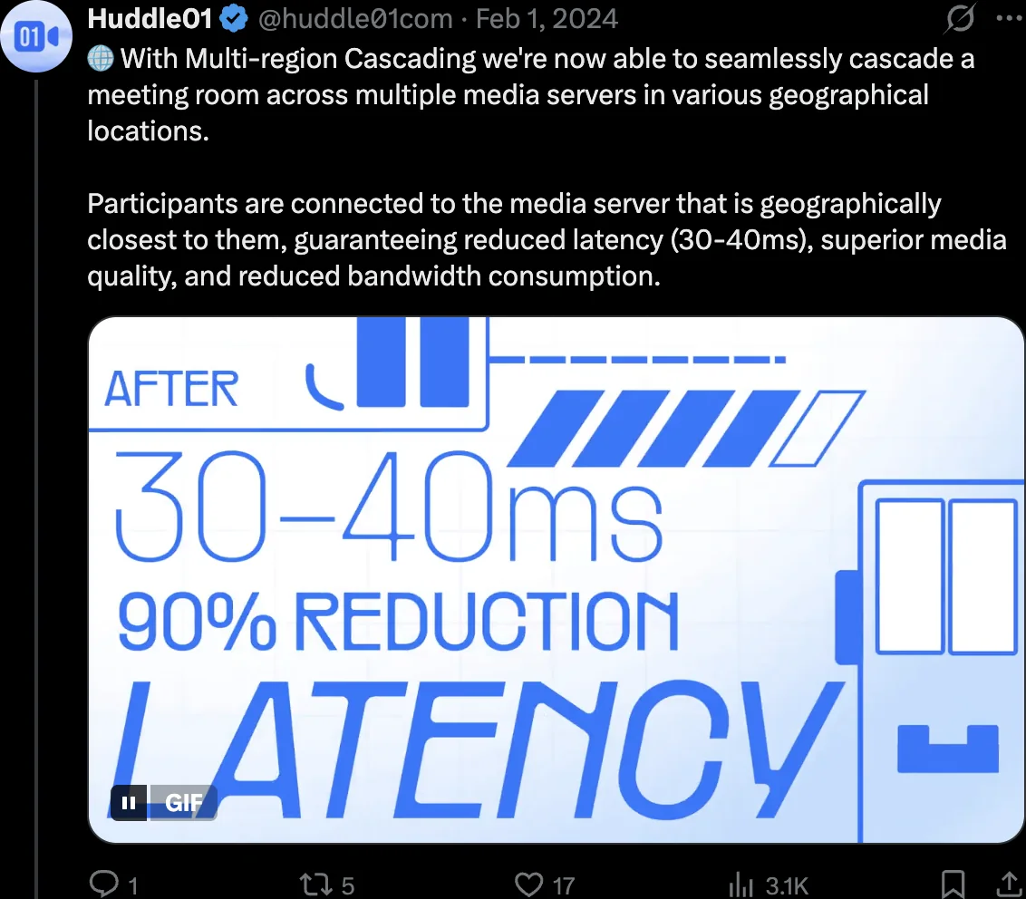 Thread post on a 30 to 40ms, 90 percent reduction in latency