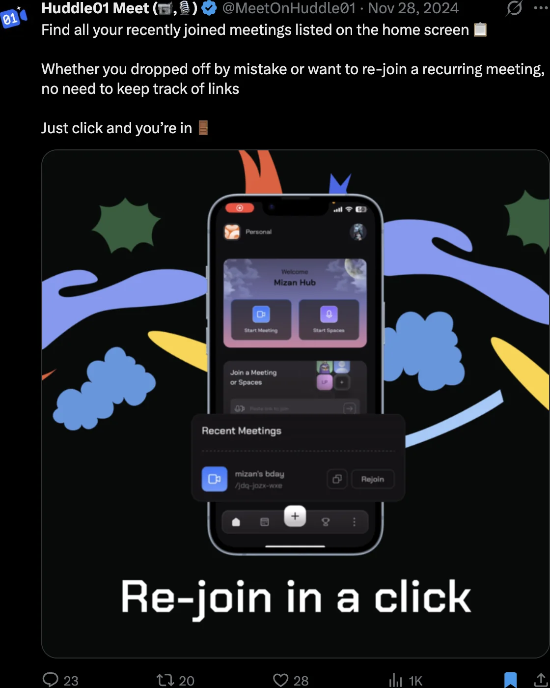 Feature post on re-joining a recurring meeting in one click