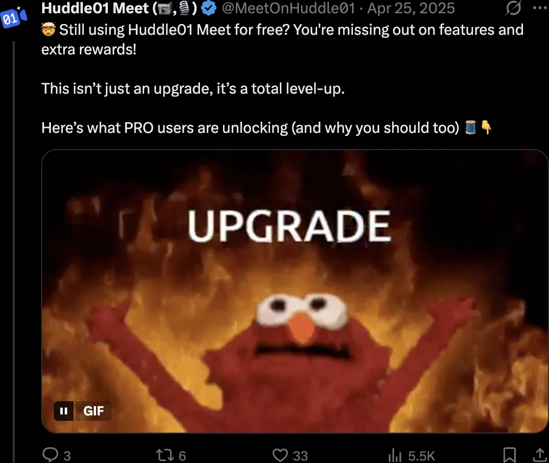 Post on what PRO users unlock, paired with an upgrade GIF