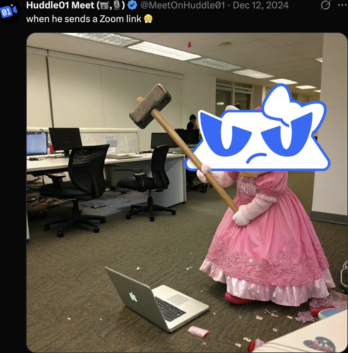 Meme post about being sent a Zoom link